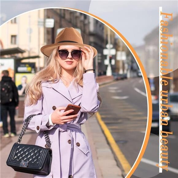 6 Pcs Women\'s Felt Hat Wide Brim Panama Hat with Belt Buckle Vintage main image 4